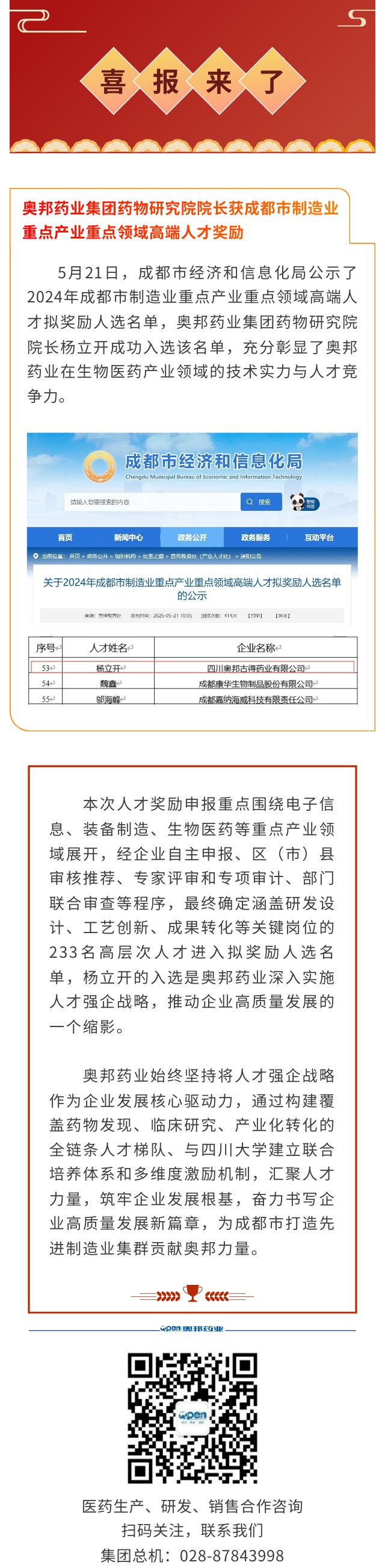 奧邦藥業(yè)集團(tuán)藥物研究院院長獲2024年成都市制造業(yè)重點產(chǎn)業(yè)重點領(lǐng)域高端人才獎勵.jpg